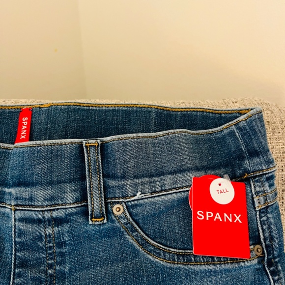 Spanx Seamed Front Wide Leg Jeans Vintage Indigo Large TALL - Picture 2 of 3